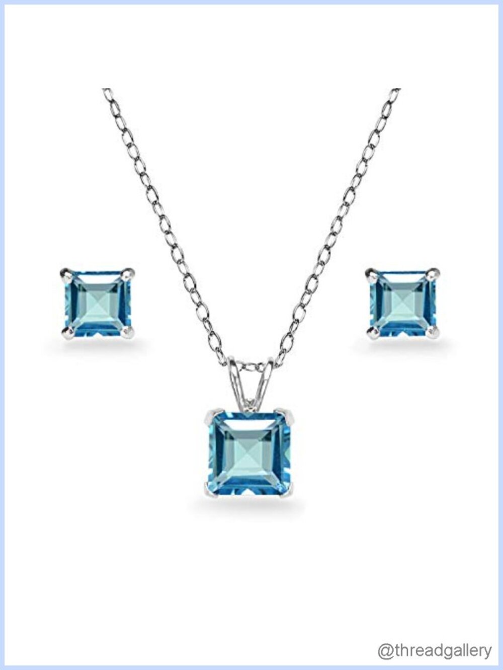 Sterling Silver London Blue Topaz Necklace & Earrings Jewelry Set